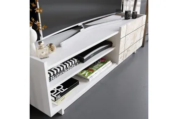 Ulica Tv-benk 140 cm Dør + 3 Hyller - Hvit - Møbler - TV- & Mediamøbler - TV benk & mediabenk