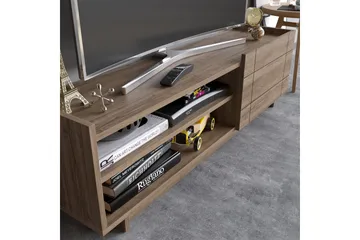 Ulica Tv-benk 140 cm Dør + 3 Hyller - Mørkebrun - Møbler - TV- & Mediamøbler - TV benk & mediabenk