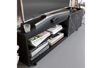 Ulica TV-benk 140 cm Dør + 3 hyller - Svart - Møbler - TV- & Mediamøbler - TV benk & mediabenk