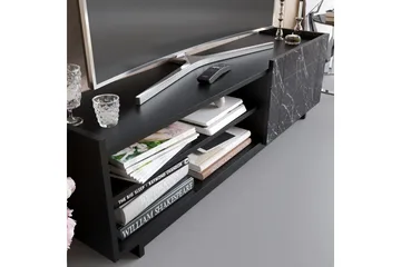 Ulica TV-benk 140 cm Dør + 3 hyller - Svart - Møbler - TV- & Mediamøbler - TV benk & mediabenk