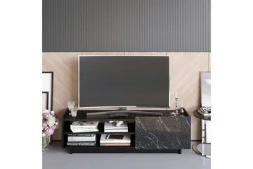 Ulica TV-benk 140 cm Dør + 3 hyller - Svart - Møbler - TV- & Mediamøbler - TV benk & mediabenk