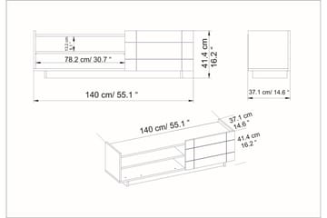 Ulica TV-benk 140 cm Dør + 3 hyller - Svart - Møbler - TV- & Mediamøbler - TV benk & mediabenk