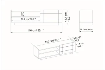 Ulica Tv-benk 140 cm Dør + 3 Hyller - Hvit - Møbler - TV- & Mediamøbler - TV benk & mediabenk