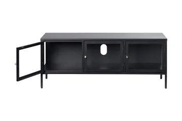 Umbri Gulvstående TV-benk 132 cm med Oppbevaring i Metall og Glass - Svart - Møbler - TV- & Mediamøbler - TV benk & mediabenk