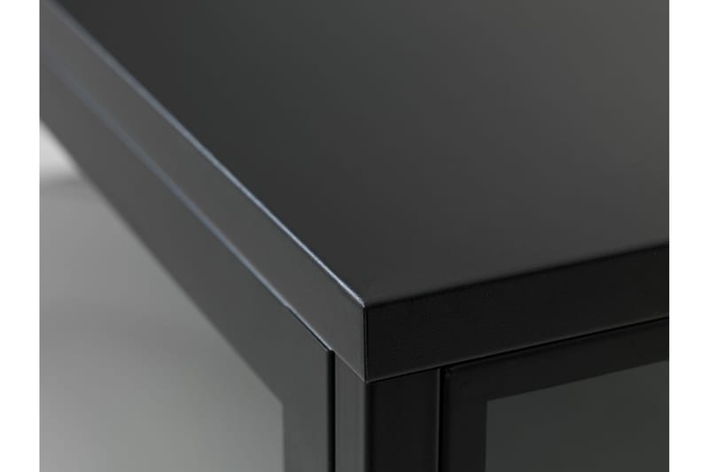 Umbri Gulvstående TV-benk 132 cm med Oppbevaring i Metall og Glass - Svart - Møbler - TV- & Mediamøbler - TV benk & mediabenk