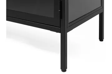 Umbri Gulvstående TV-benk 132 cm med Oppbevaring i Metall og Glass - Svart - Møbler - TV- & Mediamøbler - TV benk & mediabenk