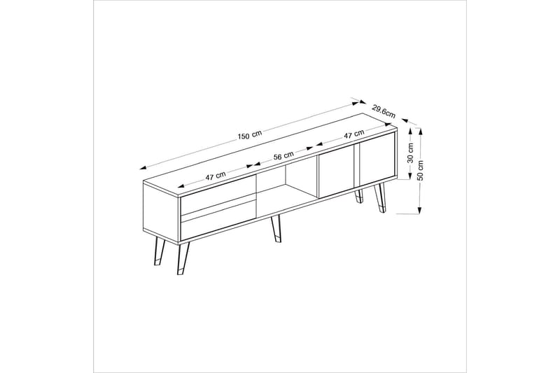 Vania TV-benk 150 cm - Gull - Møbler - TV- & Mediamøbler - TV benk & mediabenk
