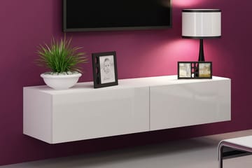 Vasil TV-benk 140 cm - Hvit/Hvit Høyglans - Møbler - TV- & Mediamøbler - TV benk & mediabenk