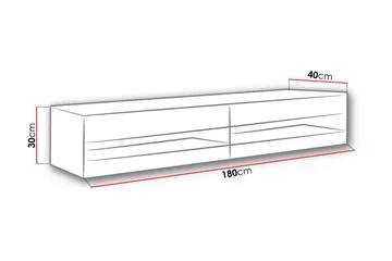 Vasil TV-benk 180 cm Åpen Hylle - Hvit/Hvit Høyglans - Møbler - TV- & Mediamøbler - TV benk & mediabenk