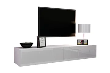 Vasil TV-benk 180 cm - Hvit/Hvit Høyglans - Møbler - TV- & Mediamøbler - TV benk & mediabenk