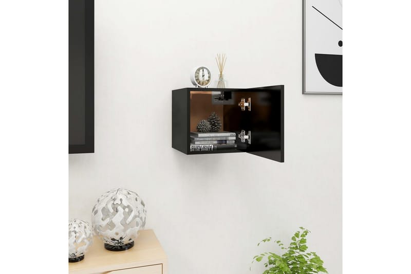 Vegghengt TV-benk svart 30,5x30x30 cm - Svart - TV benk & mediabenk