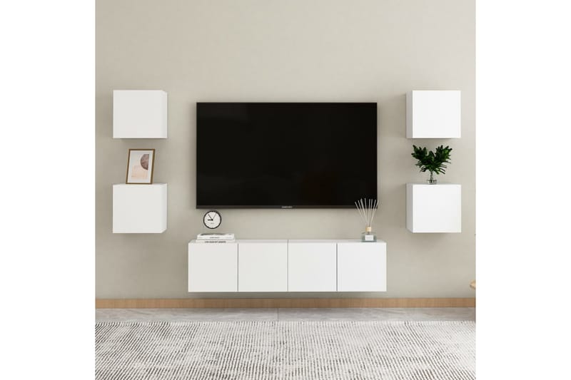 Vegghengte TV-benker 2 stk hvit 30,5x30x30 cm - Hvit - TV benk & mediabenk