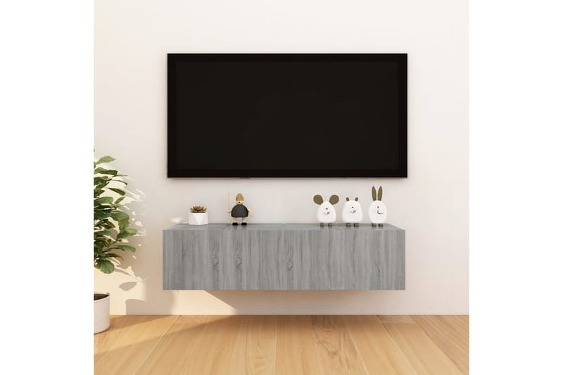Vegghengte TV-benker 4 stk grå sonoma 30,5x30x30 cm - Grå - TV benk & mediabenk