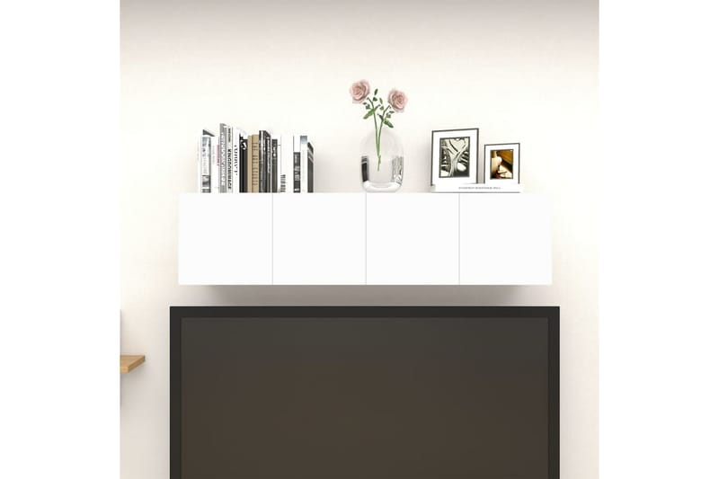 Vegghengte TV-benker 4 stk hvit og sonoma eik 30,5x30x30 cm - Beige - TV benk & mediabenk