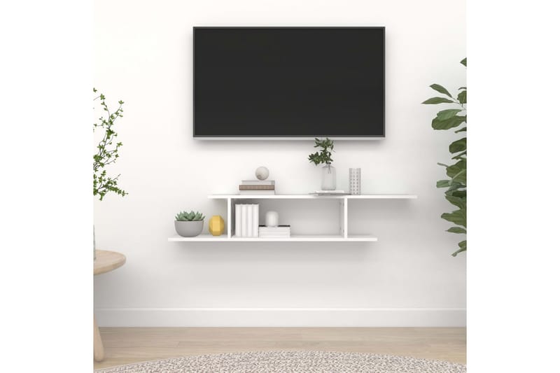 Veggmontert TV-hylle hvit 125x18x23 cm sponplate - Hvit - TV benk & mediabenk