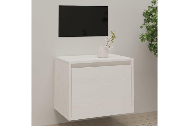 Veggskap hvit 45x30x35 cm heltre furu - Hvit - TV benk & mediabenk