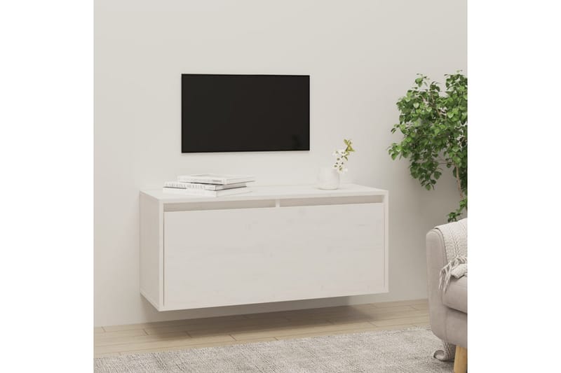 Veggskap hvit 80x30x35 cm heltre furu - Hvit - TV benk & mediabenk