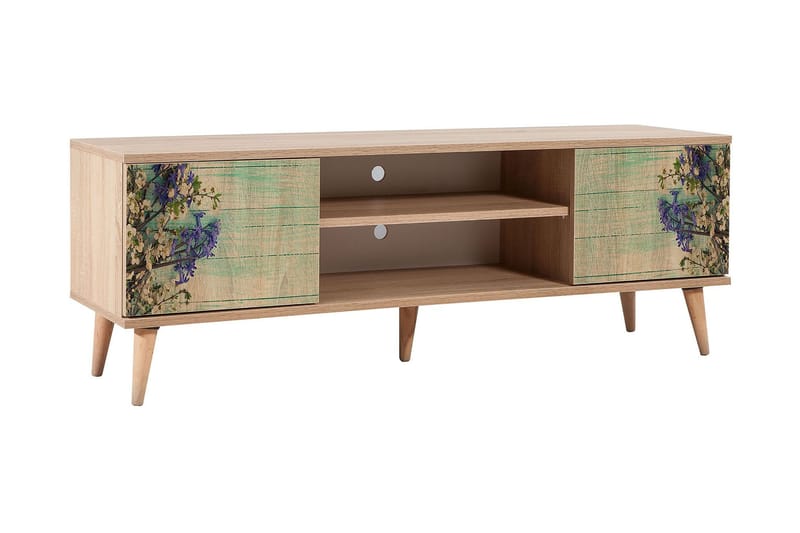Vellavie TV-benk 140 cm Kirsebærblomst - Brun/Grønn - Møbler - TV- & Mediamøbler - TV benk & mediabenk