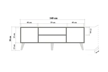 Vellavie TV-benk 140 cm Regnbuepanel - Brun/Rød/Grønn - Møbler - TV- & Mediamøbler - TV benk & mediabenk