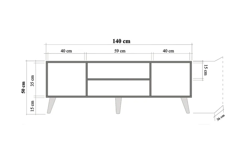 Vellavie TV-benk 140 cm Regnbuepanel - Brun/Rød/Grønn - Møbler - TV- & Mediamøbler - TV benk & mediabenk