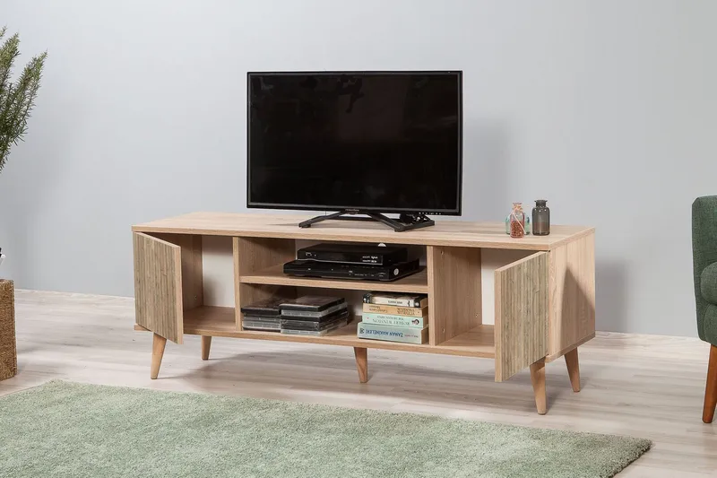 Vellavie TV-benk 140 cm Panel - Brun - Møbler - TV- & Mediamøbler - TV benk & mediabenk