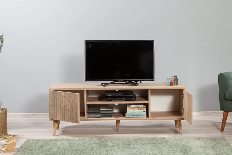 Vellavie TV-benk 140 cm Panel - Brun - Møbler - TV- & Mediamøbler - TV benk & mediabenk