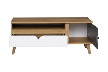 Vintra TV-benk 120 cm - Hvit/Grå/Tre - Møbler - TV- & Mediamøbler - TV benk & mediabenk