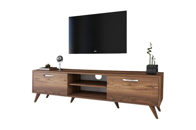 Virkesbo TV-benk med Oppbevaring 180 cm - Valnøtt / Brun / Rustikk - Møbler - TV- & Mediamøbler - TV benk & mediabenk