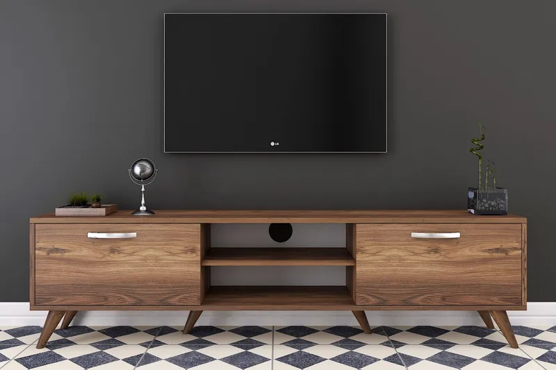 Virkesbo TV-benk med Oppbevaring 180 cm - Valnøtt / Brun / Rustikk - Møbler - TV- & Mediamøbler - TV benk & mediabenk