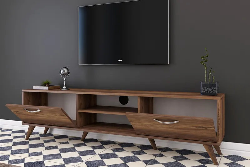 Virkesbo TV-benk med Oppbevaring 180 cm - Valnøtt / Brun / Rustikk - Møbler - TV- & Mediamøbler - TV benk & mediabenk