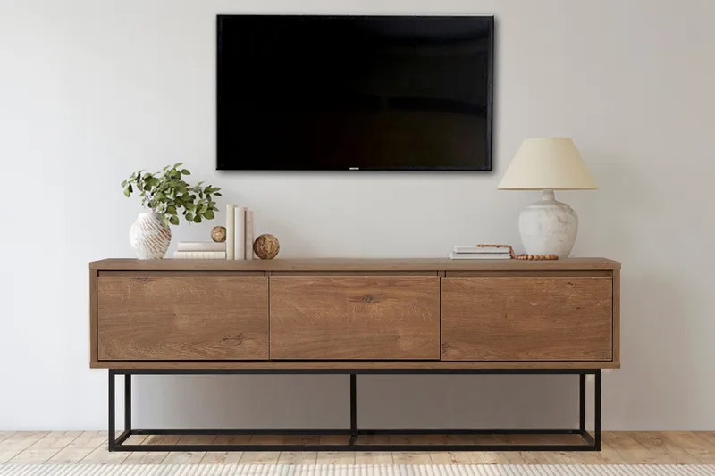 Zefiria Tv-benk 140 cm - Mørkebrun/Svart - Møbler - TV- & Mediamøbler - TV benk & mediabenk