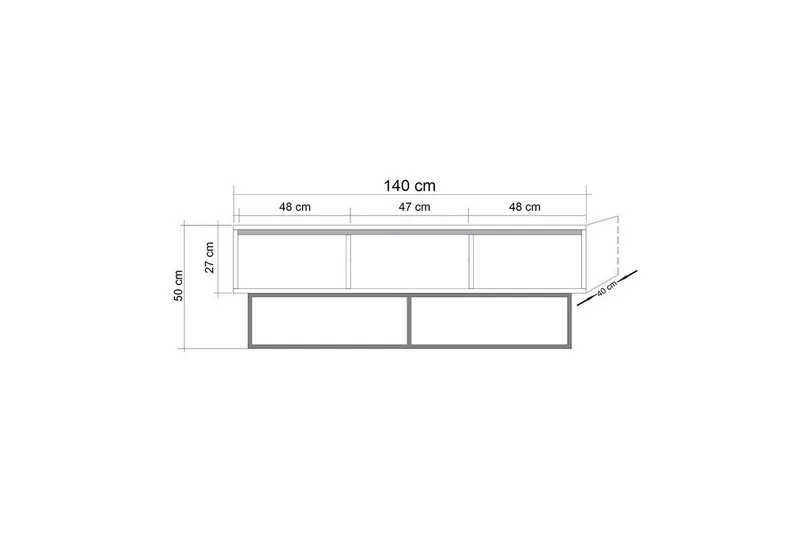 Zefiria Tv-benk 140 cm - Mørkebrun/Svart - Møbler - TV- & Mediamøbler - TV benk & mediabenk