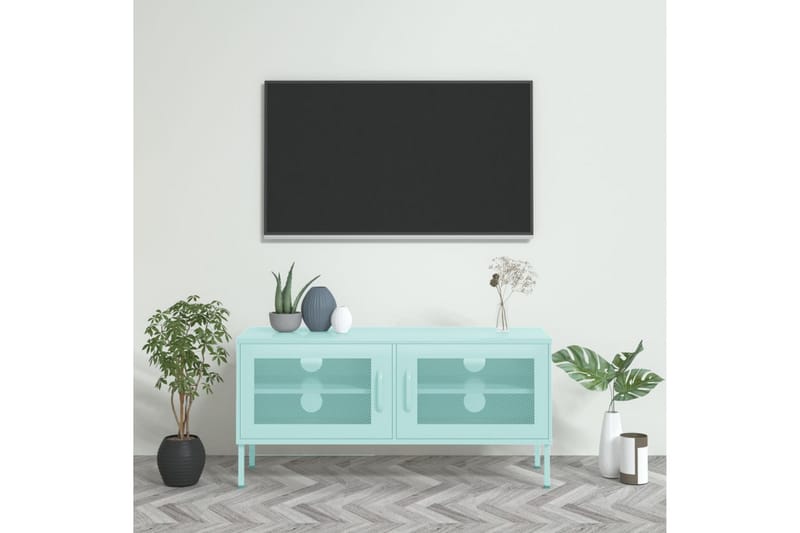 TV-benk myntegrønn 105x35x50 cm stål - grønn - TV benk & mediabenk