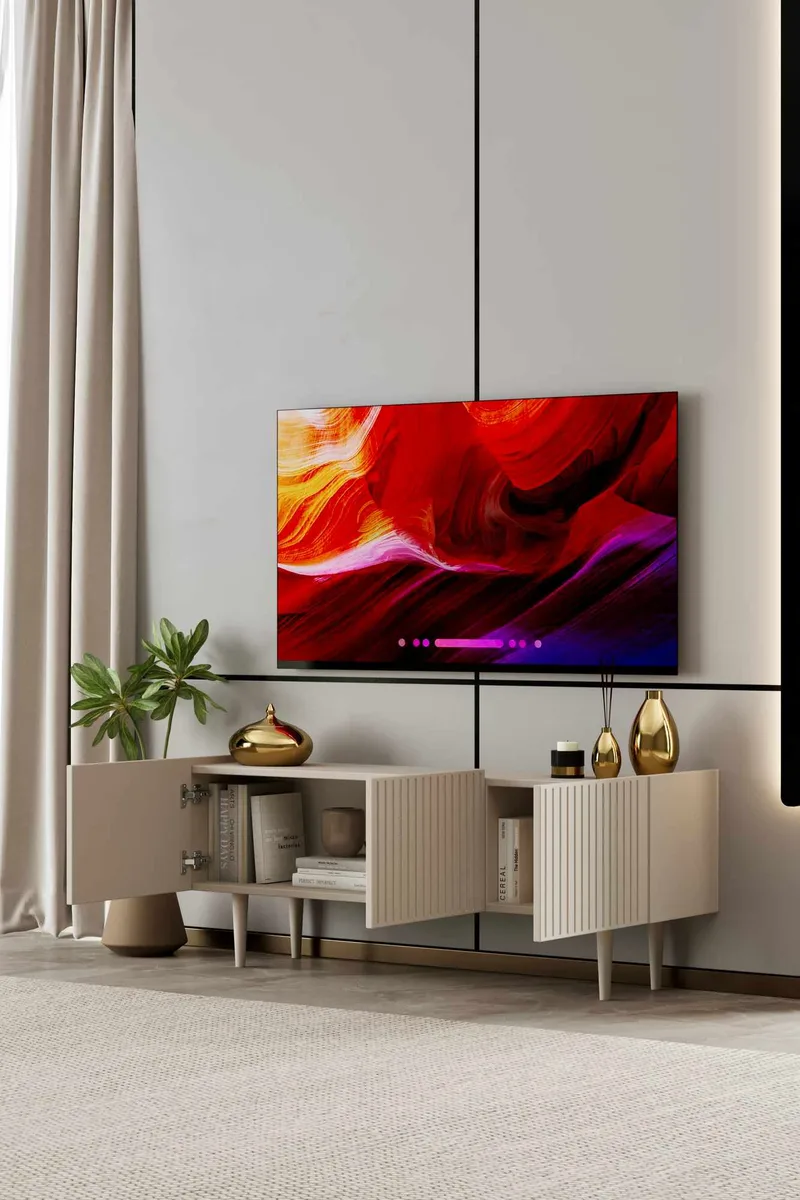 TV-benk Nordure Capella (120 x 50 x 29 cm) Sandstein - Sandstein - Møbler - TV- & Mediamøbler - TV benk & mediabenk