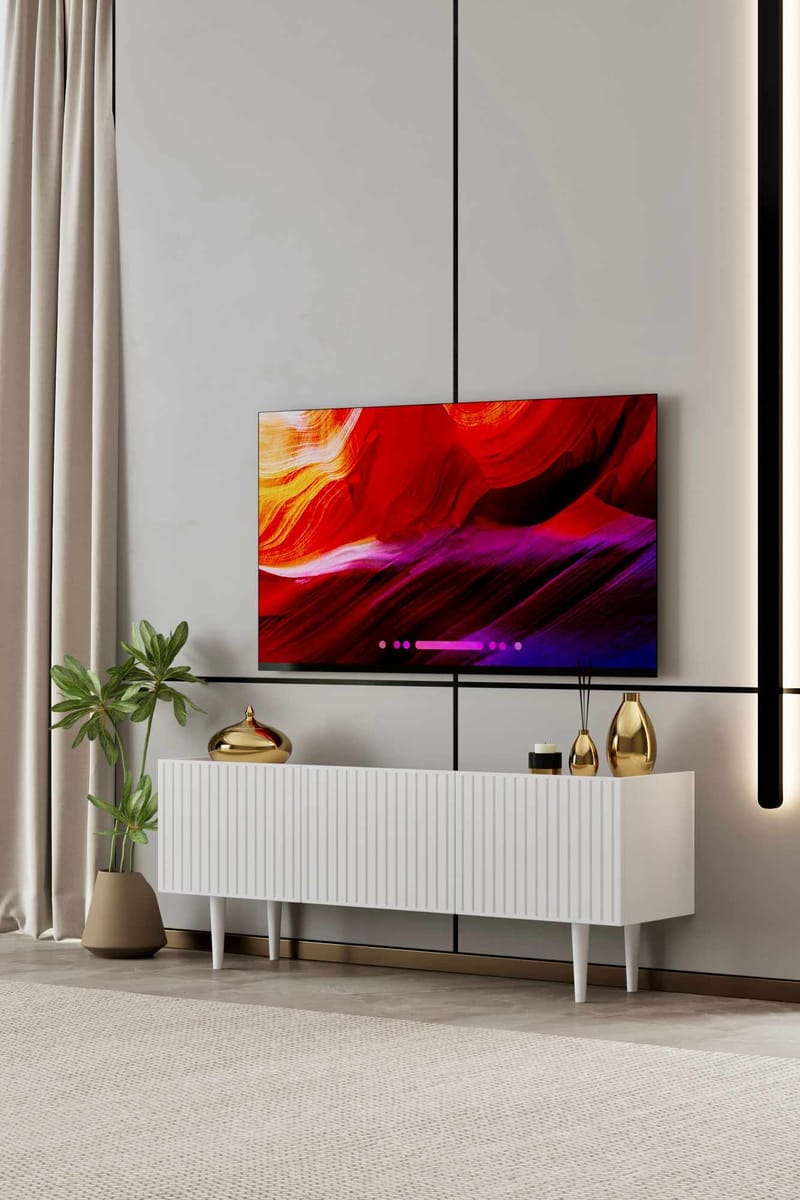 TV-benk Nordure Capella (140 x 50 x 29 cm) Hvit - Hvit - Møbler - TV- & Mediamøbler - TV benk & mediabenk