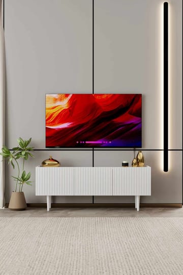 TV-benk Nordure Capella (140 x 50 x 29 cm) Hvit - Hvit - Møbler - TV- & Mediamøbler - TV benk & mediabenk