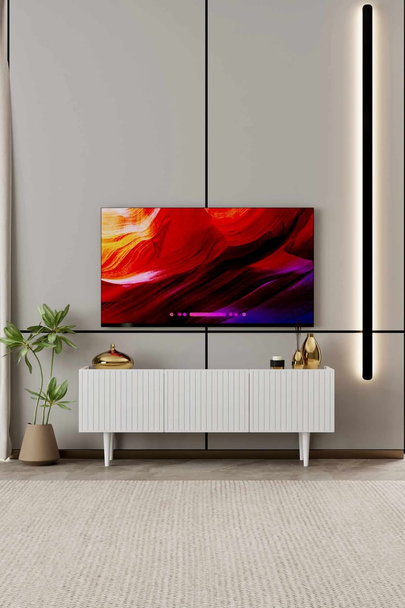 TV-benk Nordure Capella (140 x 50 x 29 cm) Hvit - Hvit - Møbler - TV- & Mediamøbler - TV benk & mediabenk