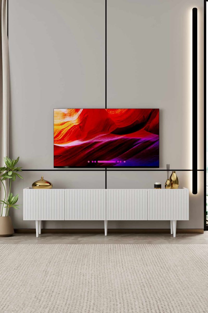 TV-benk Nordure Capella (160 x 50 x 29 cm) Hvit - Hvit - Møbler - TV- & Mediamøbler - TV benk & mediabenk