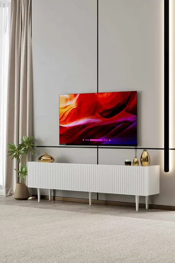 TV-benk Nordure Capella (160 x 50 x 29 cm) Hvit - Hvit - Møbler - TV- & Mediamøbler - TV benk & mediabenk