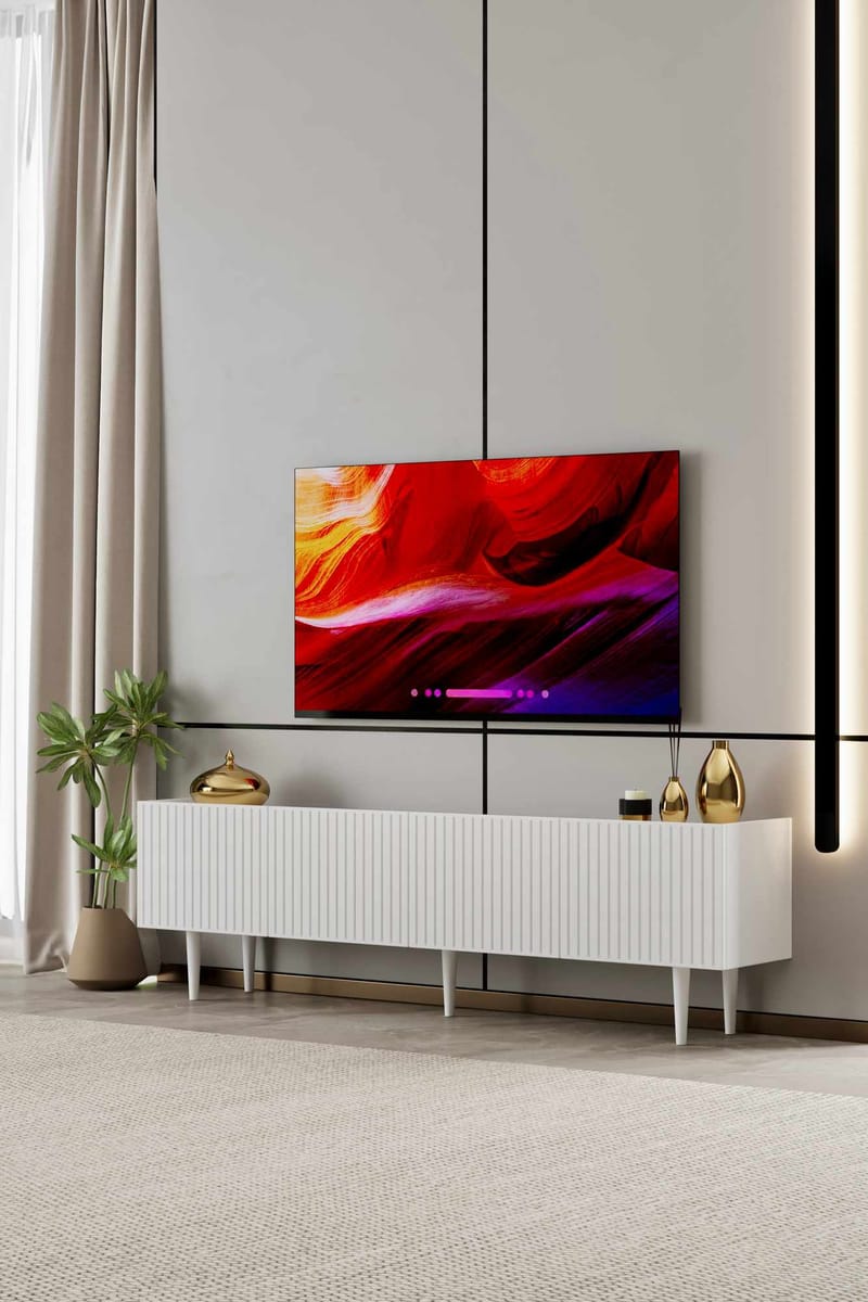 TV-benk Nordure Capella (160 x 50 x 29 cm) Hvit - Hvit - Møbler - TV- & Mediamøbler - TV benk & mediabenk