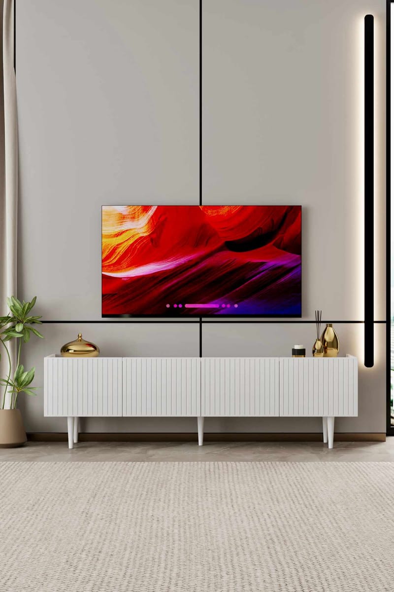 TV-benk Nordure Capella (180 x 50 x 29 cm) Hvit - Hvit - Møbler - TV- & Mediamøbler - TV benk & mediabenk