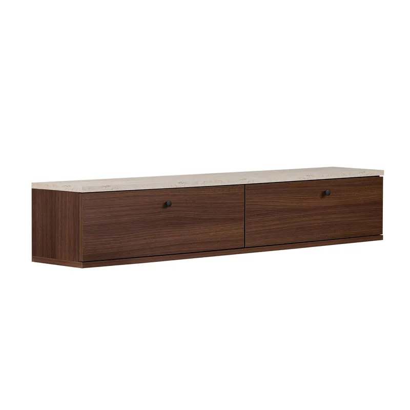 TV-benk Nordure Ligne (140 x 25 x 25 cm) Travertin valnøtt - Travertin og valnøtt - Møbler - TV- & Mediamøbler - TV-hylle