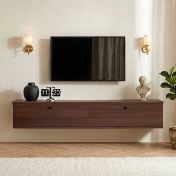 TV-benk Nordure Ligne (140 x 25 x 25 cm) Valnøtt - Valnøtt - Møbler - TV- & Mediamøbler - TV-hylle