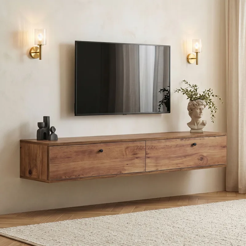 TV-benk Nordure Ligne (160 x 25 x 25 cm) Atlantic Pine - Atlantic Pine - Møbler - TV- & Mediamøbler - TV-hylle