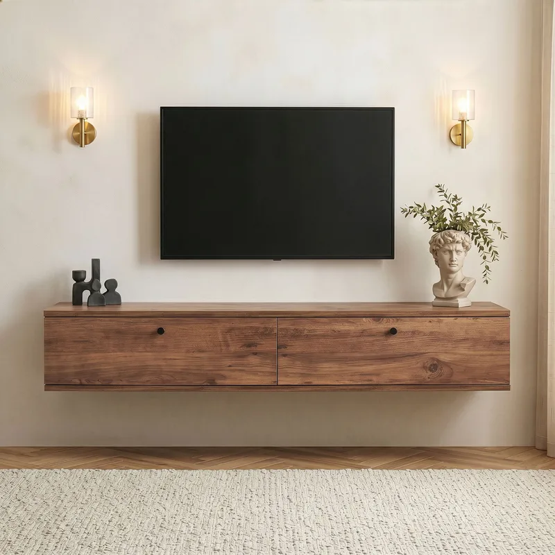 TV-benk Nordure Ligne (160 x 25 x 25 cm) Atlantic Pine - Atlantic Pine - Møbler - TV- & Mediamøbler - TV-hylle