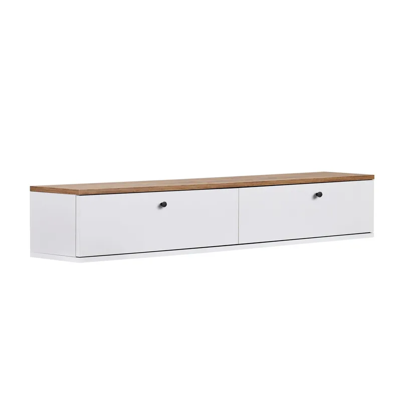 TV-benk Nordure Ligne (160 x 25 x 25 cm) Atlantisk furu hvit - Atlantic Pine og hvit - Møbler - TV- & Mediamøbler - TV-hylle