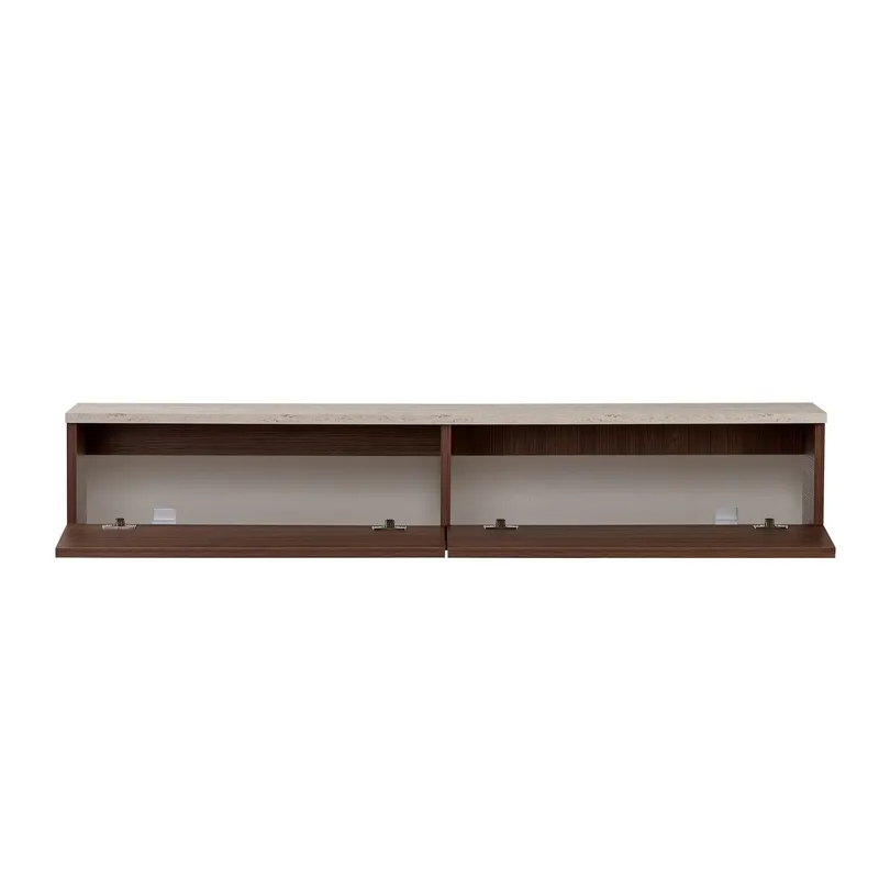 TV-benk Nordure Ligne (160 x 25 x 25 cm) Travertin valnøtt - Travertin og valnøtt - Møbler - TV- & Mediamøbler - TV-hylle