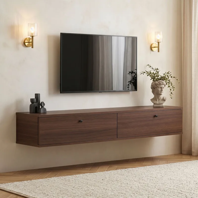 TV-benk Nordure Ligne (160 x 25 x 25 cm) Valnøtt - Valnøtt - Møbler - TV- & Mediamøbler - TV-hylle