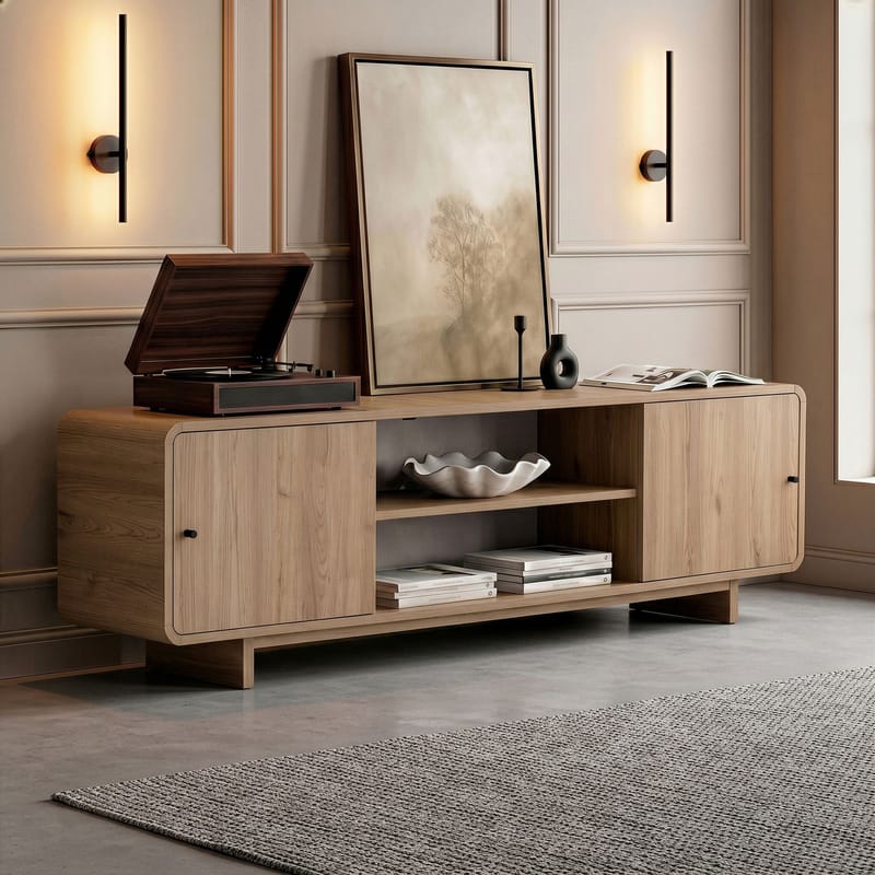TV-benk Nordure Mirel (180 x 52 x 34 cm) Eik - Eik - Møbler - TV- & Mediamøbler - TV benk & mediabenk