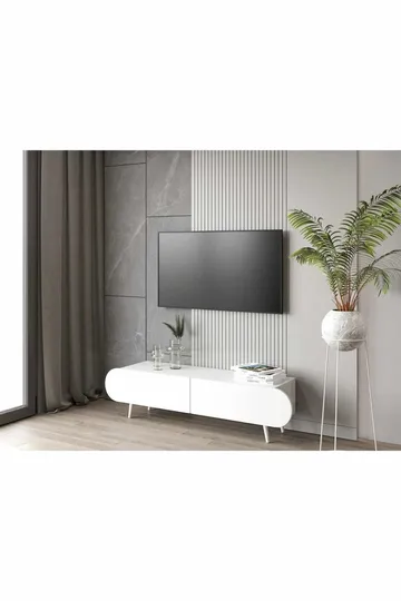 TV-benk Nordure Regulus (160 x 49 x 30 cm) Hvit - Hvit - Møbler - TV- & Mediamøbler - TV benk & mediabenk